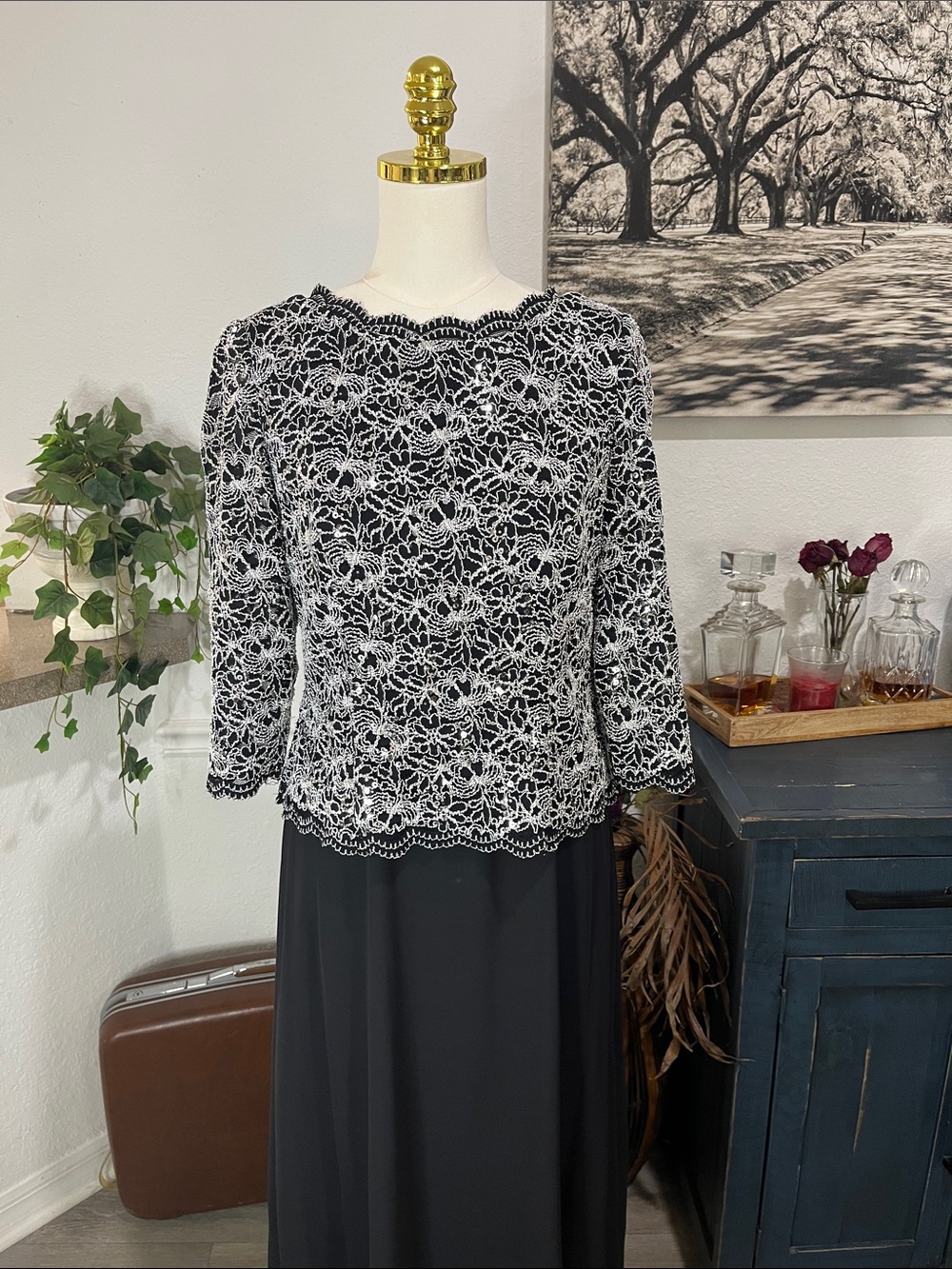 Alex Evenings Black Evening Dress size 10 - Picture 3 of 17